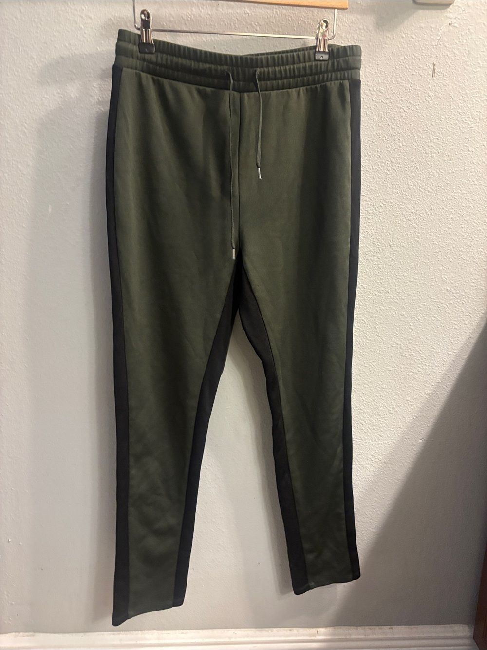 Forever 21 Olive Green Track Pants with Black Side Panels